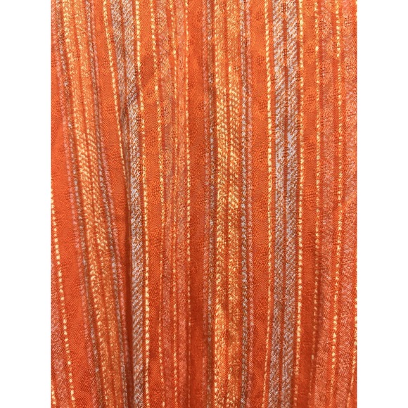 Free People Women's Medium Orange Metallic Stripe Maxi Dress Boho Festival Tie - Picture 9 of 15